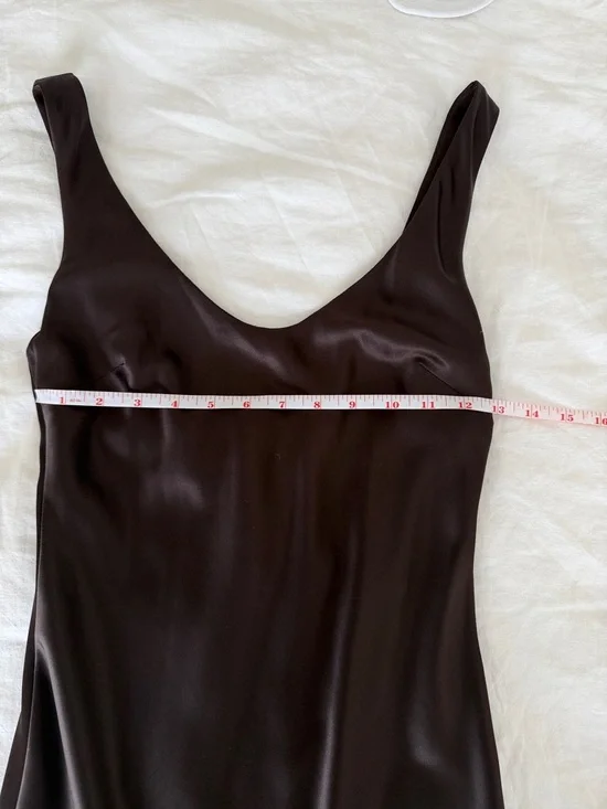 Reformation Sapphira Satin Brown Dress - Picture 4 of 8